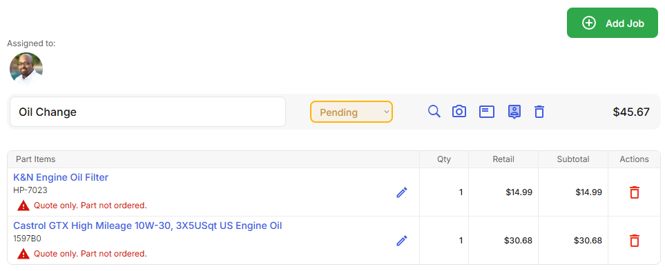 PartsTech part Orders sync automatically with Bay Boss