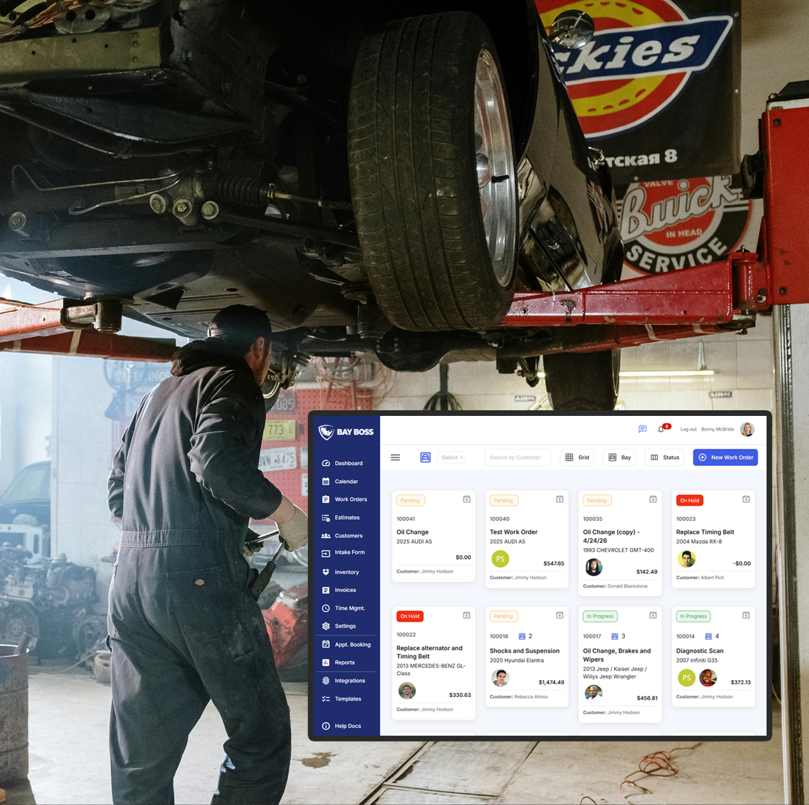 View work in your shop by Bay and easily drag and drop to change location.