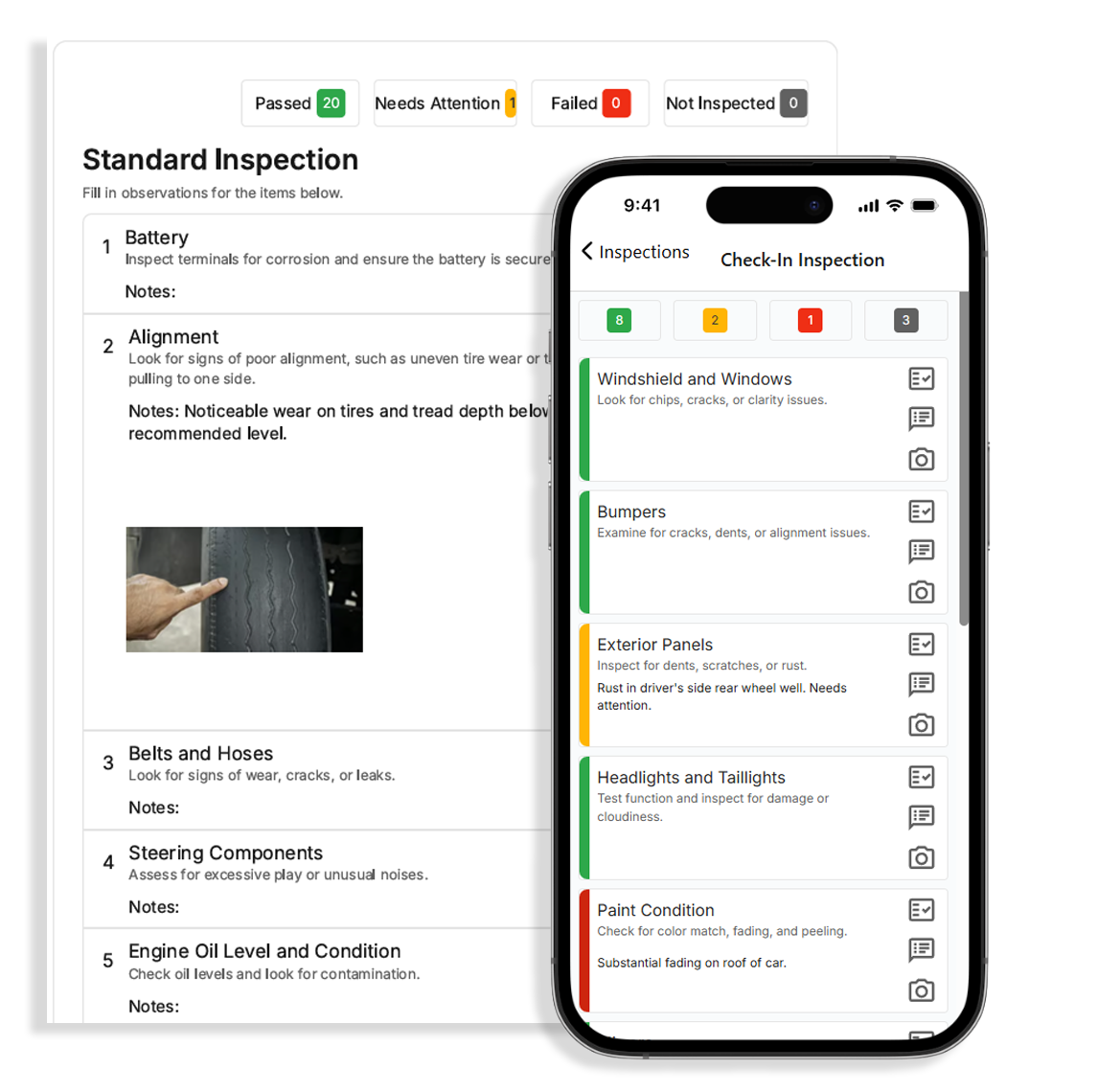 Easily create Digital Vehicle Inspections (DVI) in Bay Boss
