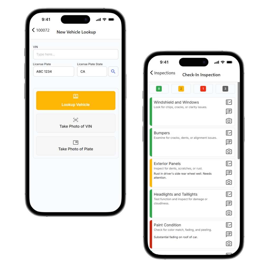 Check in vehicles faster than ever. A single tap of your phone's camera scans plates or captures VIN plates to instantly pull up the vehicle and job record.